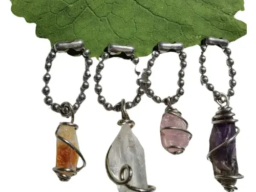 Pet pendant/ personal keyring - German silver wire wrapped reiki charged crystals